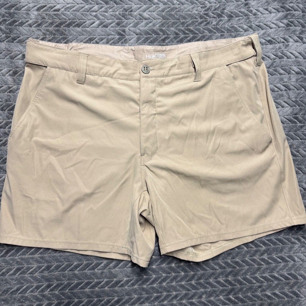 Huk Performance Fishing Shorts XXL Khaki Excellent Stretch H2000126 (1968)